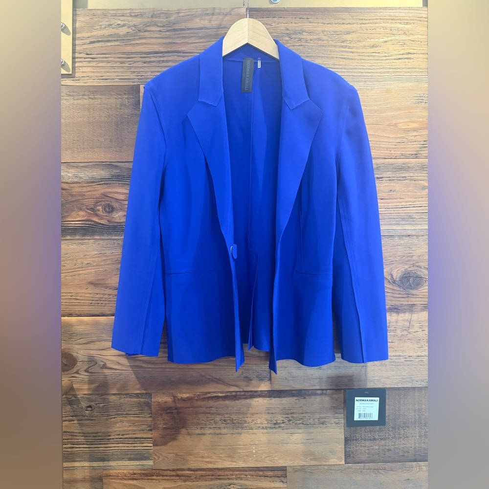 Norma Kamali Single Breasted Straight Fit Jacket in Cobalt - Picture 5 of 14